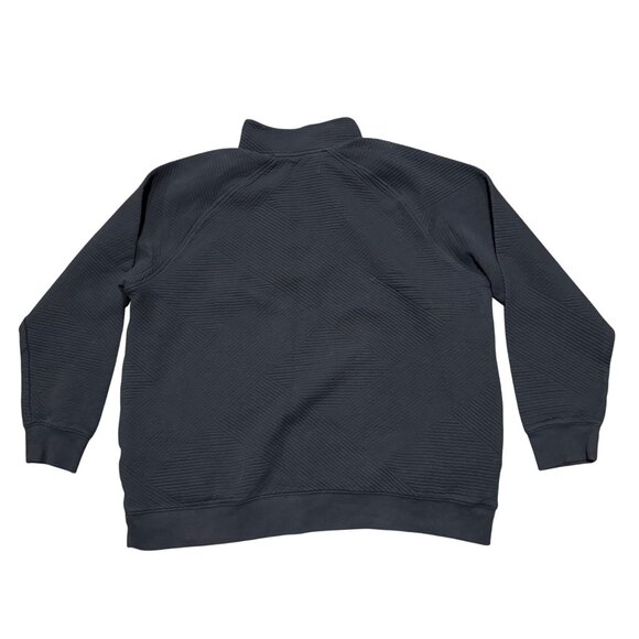 Goodfellow Black Textured Pullover Sweatshirt XL Snap Collar Ribbed Cuffs Hem - Picture 3 of 4